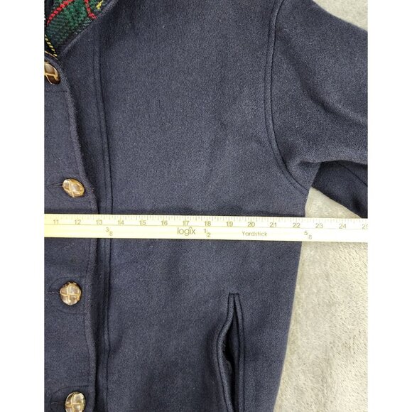 Herman Kay Jacket Womens Size 10 Blue Wool Blend Full Zip Button Hooded Overcoat - Picture 5 of 11